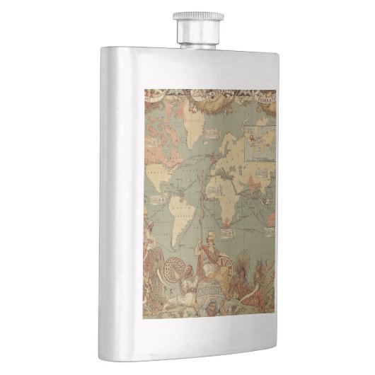世界地図アンティーク1886 図解入りの、写真付きの フラスク (右)