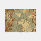 世界地図アンティーク1886 図解入りの、写真付きの フリースブランケット (正面(横))