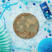 世界地図アンティーク1886 図解入りの、写真付きの ペーパープレート (パーティー)