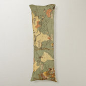 世界地図アンティーク1886 図解入りの、写真付きの ボディピロー (正面縦)