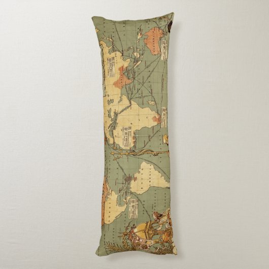 世界地図アンティーク1886 図解入りの、写真付きの ボディピロー (裏面 (縦))