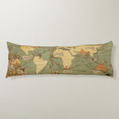 世界地図アンティーク1886 図解入りの、写真付きの ボディピロー (正面)