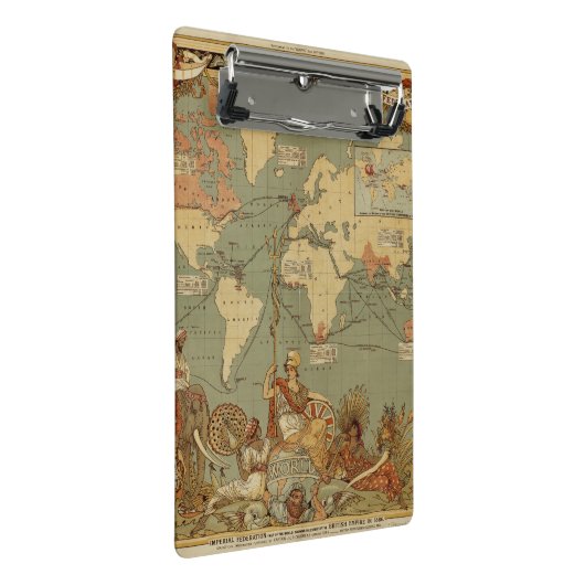 世界地図アンティーク1886 図解入りの、写真付きの ミニクリップボード (アングル)
