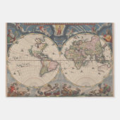 世界地図アンティーク1886 図解入りの、写真付きの ラッピングペーパーシート (正面3)