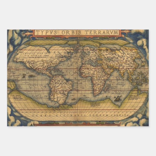 世界地図アンティーク1886 図解入りの、写真付きの ラッピングペーパーシート (正面2)