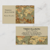 世界地図アンティーク1886 図解入りの、写真付きの 名刺 (正面/裏面)