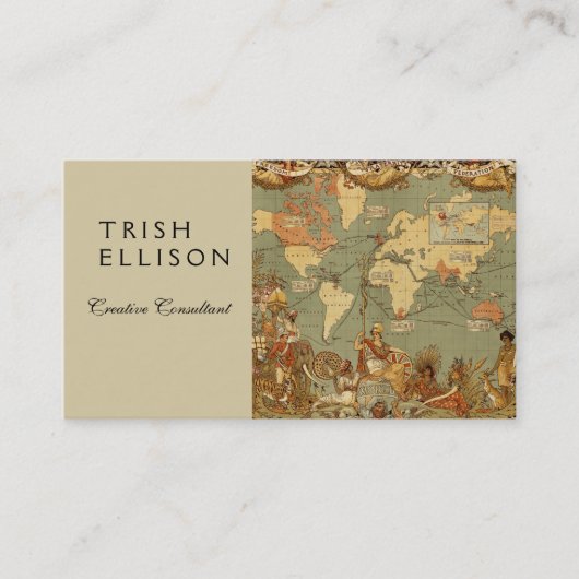 世界地図アンティーク1886 図解入りの、写真付きの 名刺 (正面)