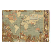 世界地図アンティーク1886 図解入りの、写真付きの 枕カバー (裏面)