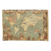 世界地図アンティーク1886 図解入りの、写真付きの 枕カバー (正面)