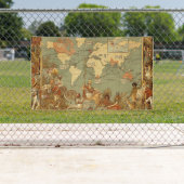 世界地図アンティーク1886 図解入りの、写真付きの 横断幕 (インサイチュ)