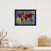 世界地図アートデコ ポスター (キッチン)