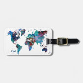 世界地図ウォーター絵画カラーカスタムモノグラム ラゲッジタグ (正面横)