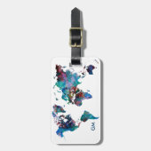 世界地図ウォーター絵画カラーカスタムモノグラム ラゲッジタグ (正面縦)