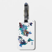 世界地図ウォーター絵画カラーカスタムモノグラム ラゲッジタグ (裏面縦)