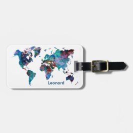世界地図ウォーター絵画カラーカスタムモノグラム ラゲッジタグ