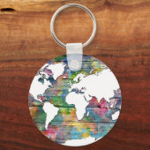 世界地図ウッド12 キーホルダー (正面)