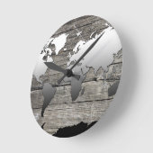 世界地図ウッド13 ラウンド壁時計 (傾斜)