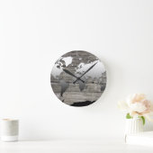 世界地図ウッド13 ラウンド壁時計 (ホーム)