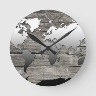 世界地図ウッド13 ラウンド壁時計