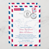 世界地図エアメール・ミズーリUSAとギリシャ結婚の 招待状 (正面/裏面)