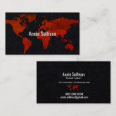 世界地図エレガント旅行代理店ブラック 名刺 (正面/裏面)