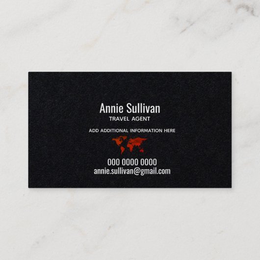 世界地図エレガント旅行代理店ブラック 名刺 (裏面)