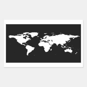 世界地図カスタマイズ可能な色 長方形シール