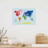 世界地図カラフルポスタパーソナライズされたー ポスター (キッチン)