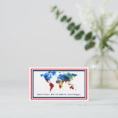 世界地図カラフル旅行ブログ名刺 名刺 (スタンド正面)