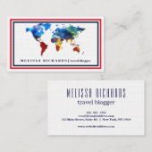 世界地図カラフル旅行ブログ名刺 名刺 (正面/裏面)