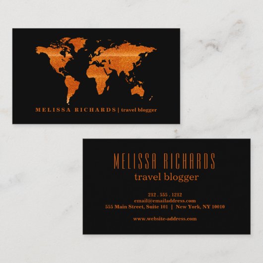 世界地図カラフル旅行ブログ 名刺 (正面/裏面)
