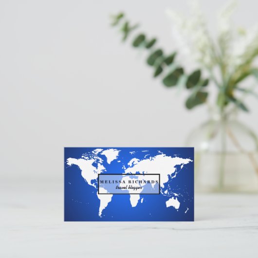 世界地図カラフル旅行ブログ 名刺 (スタンド正面)