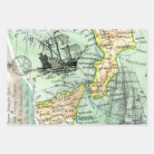 世界地図カラフル海賊宝旅行記 ラッピングペーパーシート (正面2)