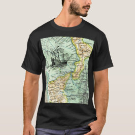 世界地図カラフル海賊宝旅行記 Tシャツ