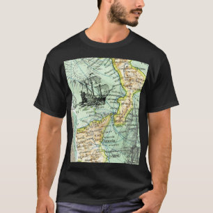 世界地図カラフル海賊宝旅行記 Tシャツ