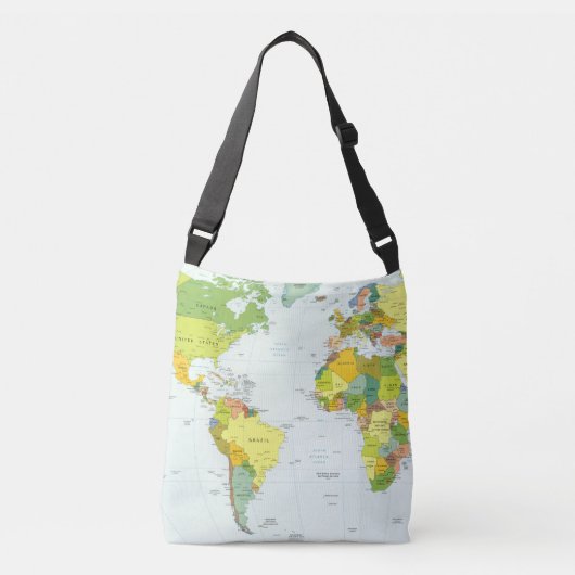 世界地図グローブカントリーアトラス クロスボディバッグ (正面)