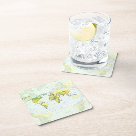 世界地図グローブカントリーアトラス スクエアペーパーコースター (インサイチュ)