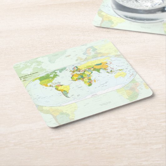 世界地図グローブカントリーアトラス スクエアペーパーコースター (アングル)