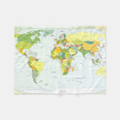 世界地図グローブカントリーアトラス フリースブランケット (正面(横))