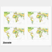 世界地図グローブカントリーアトラス 長方形シール (シート)