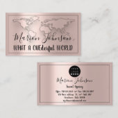 世界地図グローブマップ旅行代理店バラロゴQR 名刺 (正面/裏面)