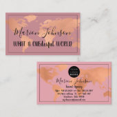 世界地図グローブマップ旅行代理店バラ紫 名刺 (正面/裏面)