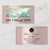 世界地図グローブマップ旅行代理店バラ金ゴールドロゴ 名刺 (正面/裏面)