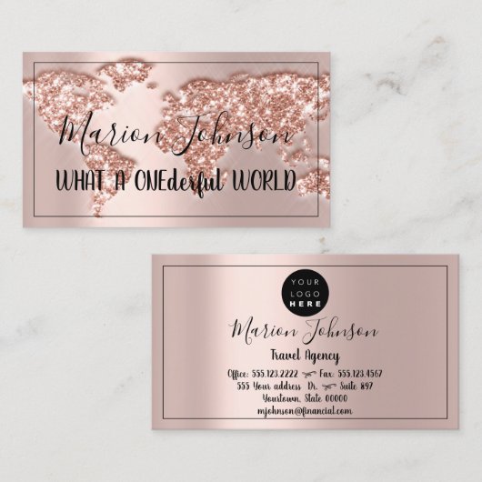 世界地図グローブマップ旅行代理店バラQRCODE 名刺 (正面/裏面)