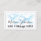 世界地図グローブマップ旅行代理店ホワイトロゴブルー 名刺 (正面)