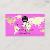 世界地図グローブマップ旅行代理店金ゴールドピンキー 名刺 (裏面)