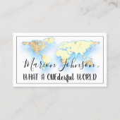 世界地図グローブマップ旅行代理店金ゴールドブルーロゴ 名刺 (正面)