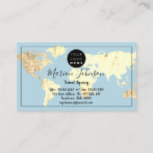 世界地図グローブマップ旅行代理店金ゴールドブルー 名刺 (裏面)