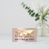 世界地図グローブマップ旅行代理店金ゴールドロゴバラ 名刺 (スタンド正面)