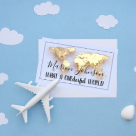 世界地図グローブマップ旅行代理店金ゴールドロゴブルー 名刺